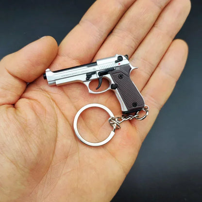 Alloy 1:4 92F Pistol Portable Toy Gun Model Detachable Keychain Fidget Toy for Boy Collection Adults Christmas Xmas Gift