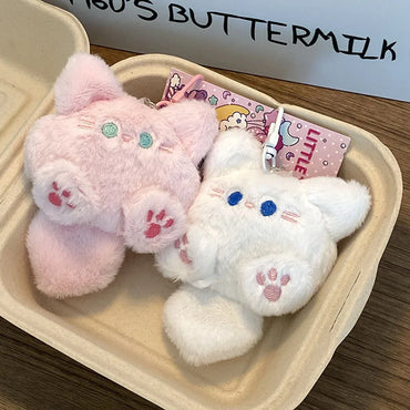 Plush Long Tail Cat Keychain Plush Doll Toys Cartoon Kitten Soft Stuffed Animal Keyring Backpack Charms Bag Pendant Decor Gifts