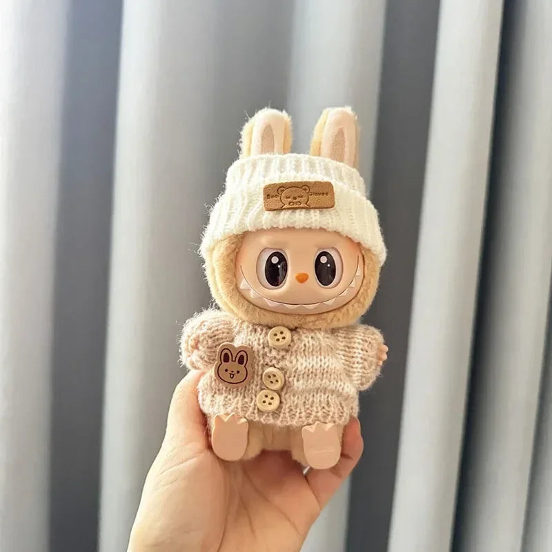 Labubu 3.0 Big into Energy Series Clothes  Labubu Bear Sweater Flanged hat Set Combining fashion & cuteness Labubu Ropa[no doll]