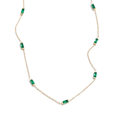 Yhpup New White Green Shiny Cubic Zirconia Chain Necklace Bracelet Bangle High-Grade Stainless Steel Premium Jewelry Gift