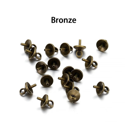 50-100pcs/lot Brass Half hole Charms Eye Pins Beads End Caps Top Drilled Pendant Bails Findings Connectors For Jewelry Makings