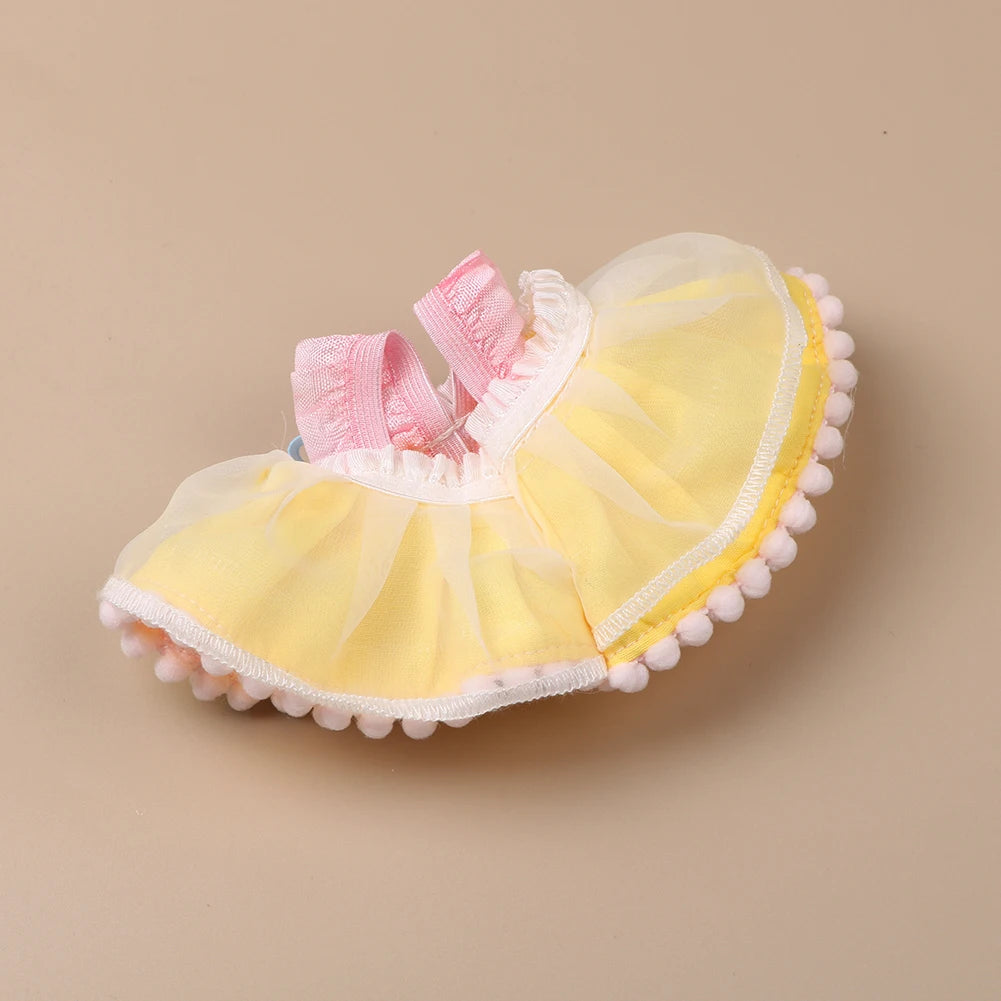 Mini Plush Doll'S Clothes Outfit Accessories For 17cm Korea Kpop Exo Labubu Idol Pearl Bow Lace Trimmed Skirt Clothing Gift
