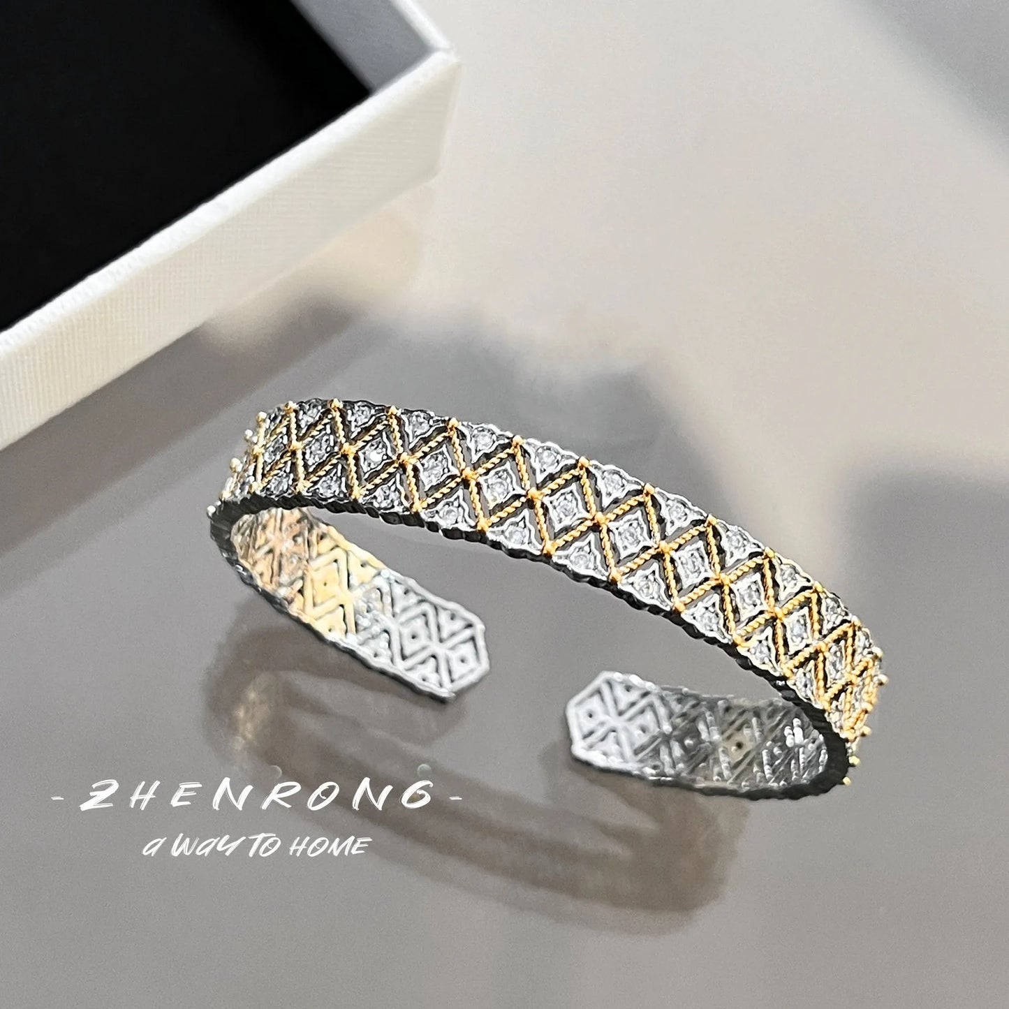 Foydjew Italian Vintage Hewelry Rhombus Carved Hollow Bracelets Bangles Ring Medieval Style Retro Jewelry Sets For Women
