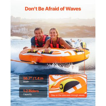 SucceBuy 1-2Riders Towable Tubes for Boating Inflatable Towable Tube for Boat to Pull 340lbs Boat Tubes with Fin for Water Sport