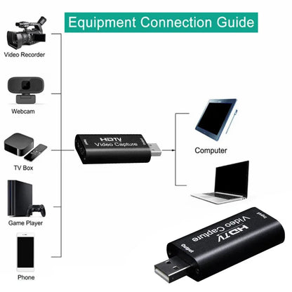 HD 4K Video Capture Card USB3.0 2.0 HDTV Video Grabber Record Box for PS4 Game DVD Camcorder Camera Recording Live Streaming